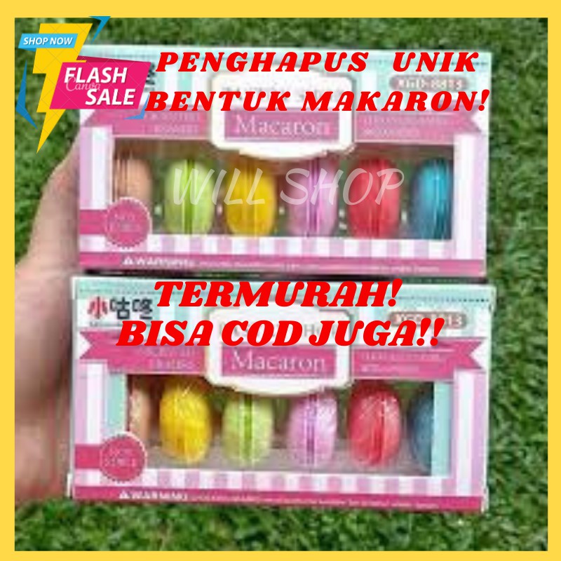 

1 SET 6 PENGHAPUS BENTUK MAKARON MACARON LUCU UNIK WARNA WARNI TERMURAH BISA COD READY STOCK