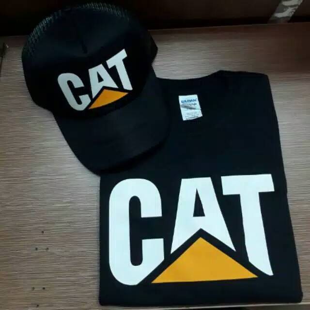 Kaos Caterpillar dan Topi Caterpillar