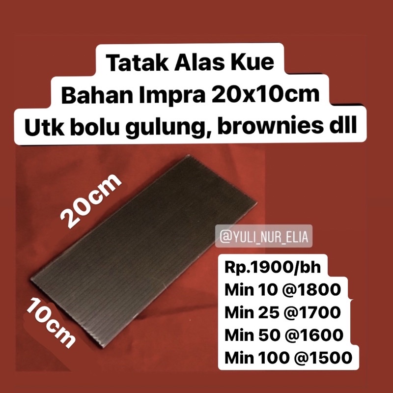 

Tatak Alas Kue Bahan Impra 20x10cm Utk bolu gulung, brownies dll