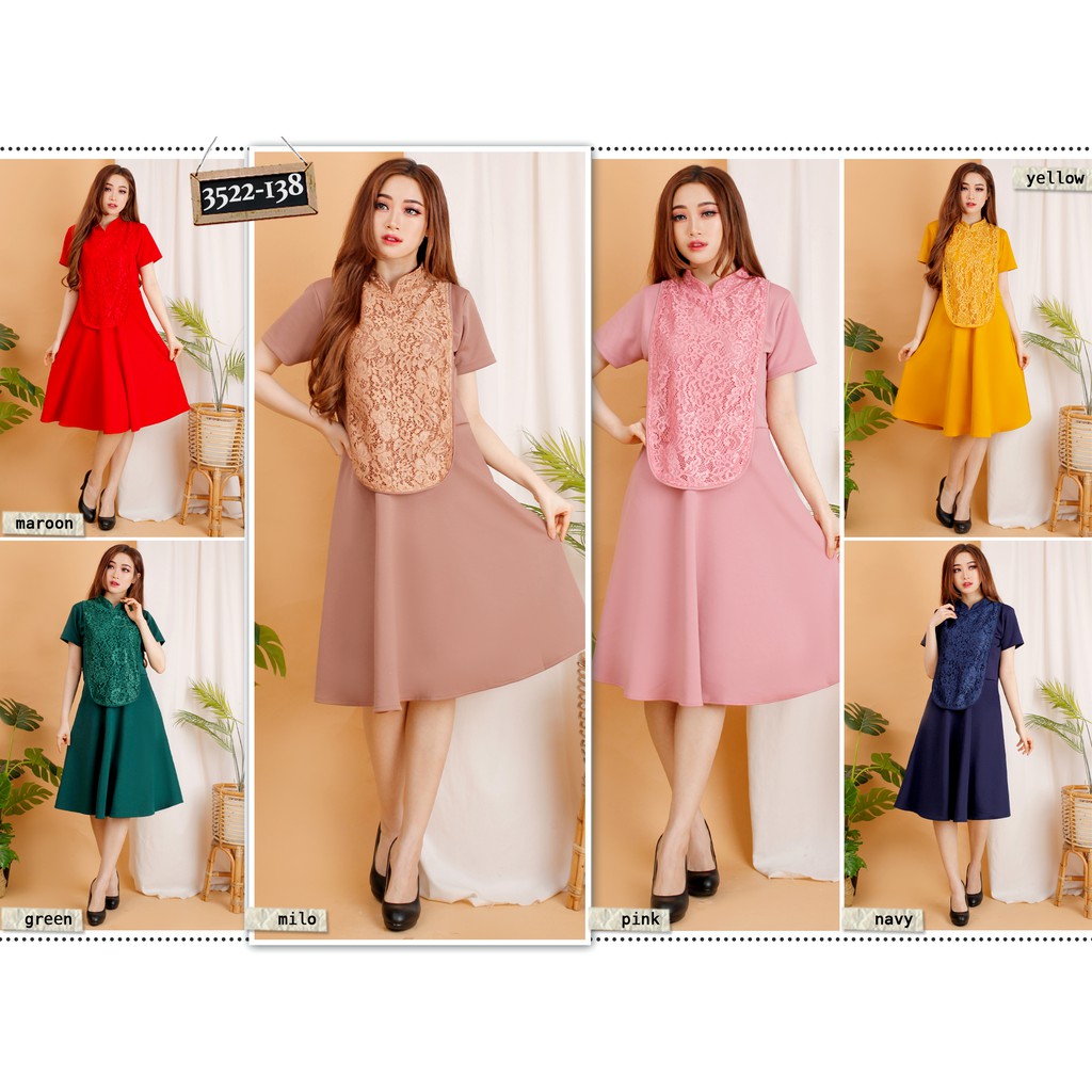 Kathryn collection #138,  DRES SCUBA IMPORT PREMIUM KOMBINASI BRUKAT GLITER IMPORT