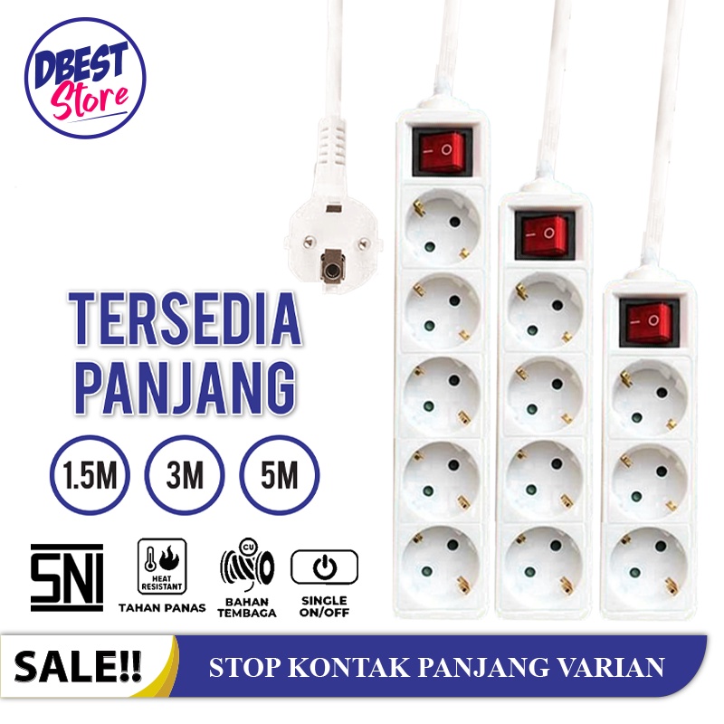 Colokan Listrik Stop Kontak SNI 3/4/5 Lubang Panjang Varian