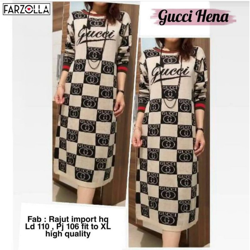 GUCCI HENA//DRESS TUNIK RAJUT IMPORT PREMIUM FIT XL BY FARZOLLA