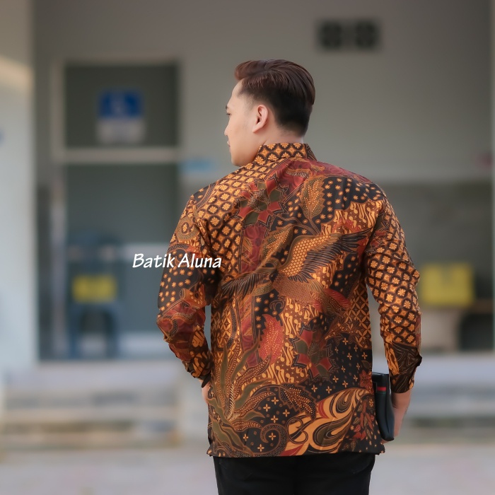 Kemeja Batik Pria Premium Lengan Panjang Pabrik Batik Aluna PCW 089