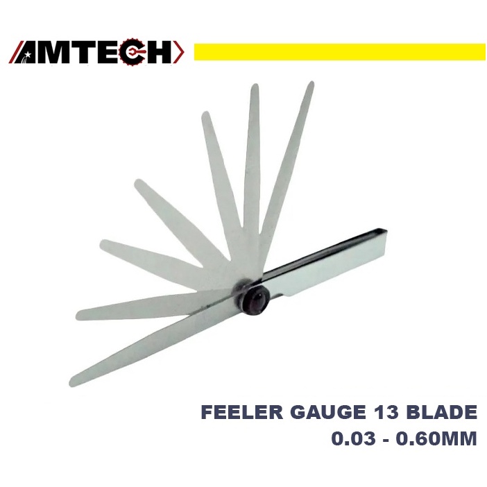 Amtech Alat Ukur Celah / Pisau Pengukur Ketebalan / Feeler Gauge 13 Blades / High Precision Feeler Gauge