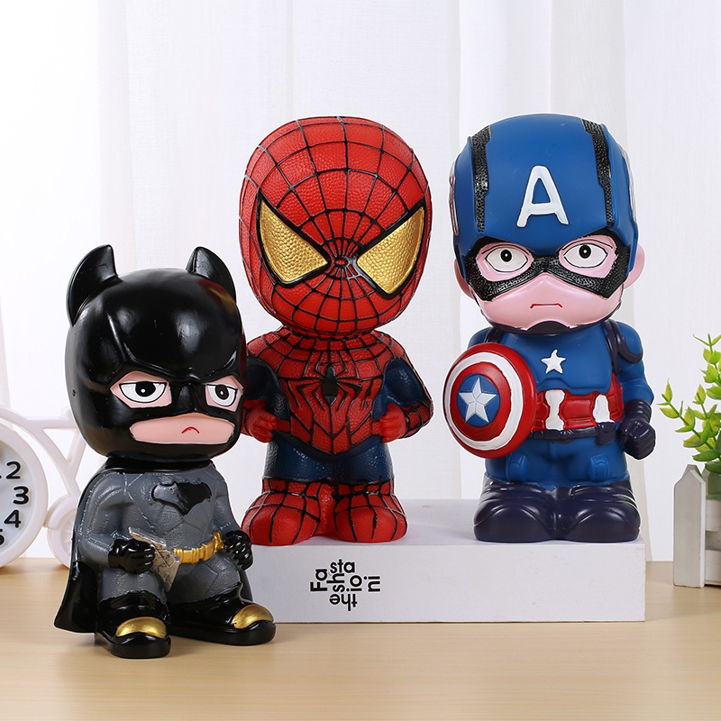 Celengan Koin Bentuk Action Figure Marvel Spiderman Batman Iron Man Captain America Untuk Hadiah Natal