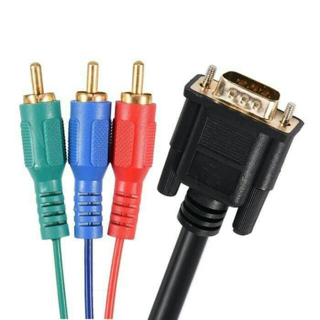 Kabel VGA Male To 3 RCA Adapter Video Audio AV Cable VGA To RCA 1.5 Meter