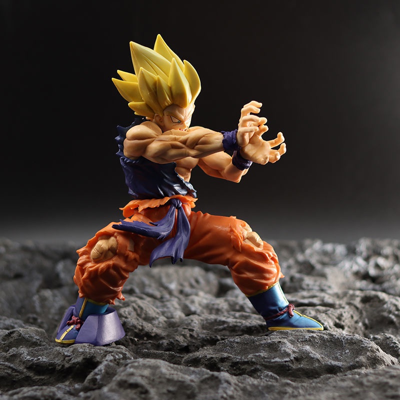 Mainan Action Figure Model Anime Dragon Ball Z Son Goku Battle Damaged Bahan PVC 15cm Untuk Koleksi