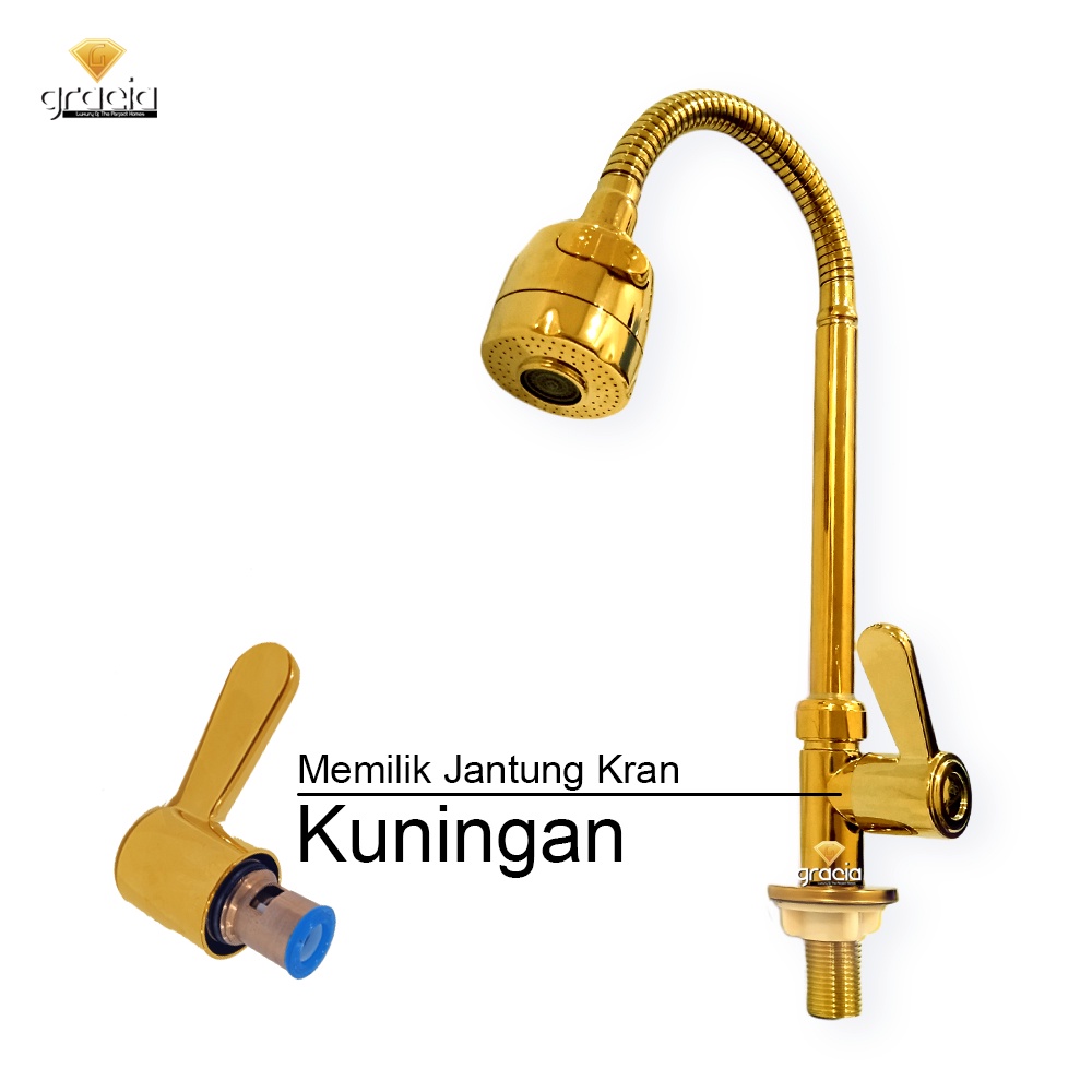 Kran sink Fleksibel GOLD keran bak cuci piring Meja Stainless