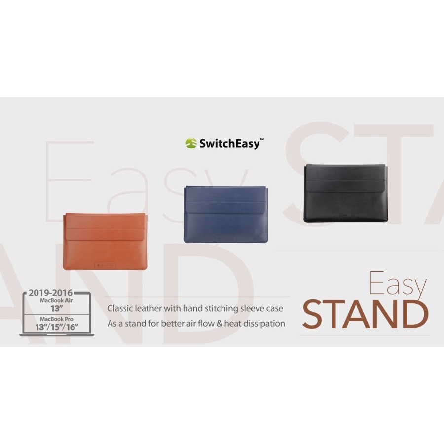 SwitchEasy Easy Stand Classic Leather Sleeve for MacBook Air Pro 13 16