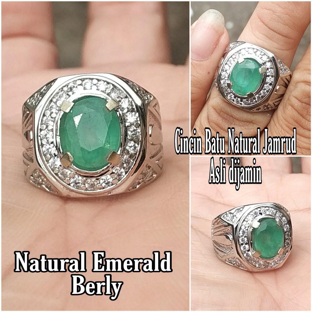 CINCIN BATU PERMATA NATURAL JAMRUD EMERALD BERLY FREE MEMO ORIGINAL