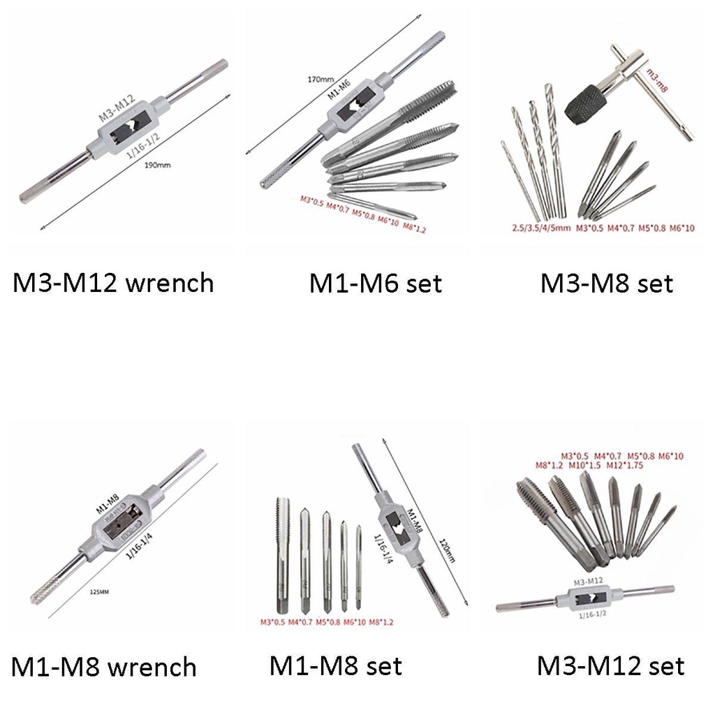 Lanfy Straight Tap Wrench Bor Pakai M1-M12 Alat Membesarkan Lubang Tap and Die Set