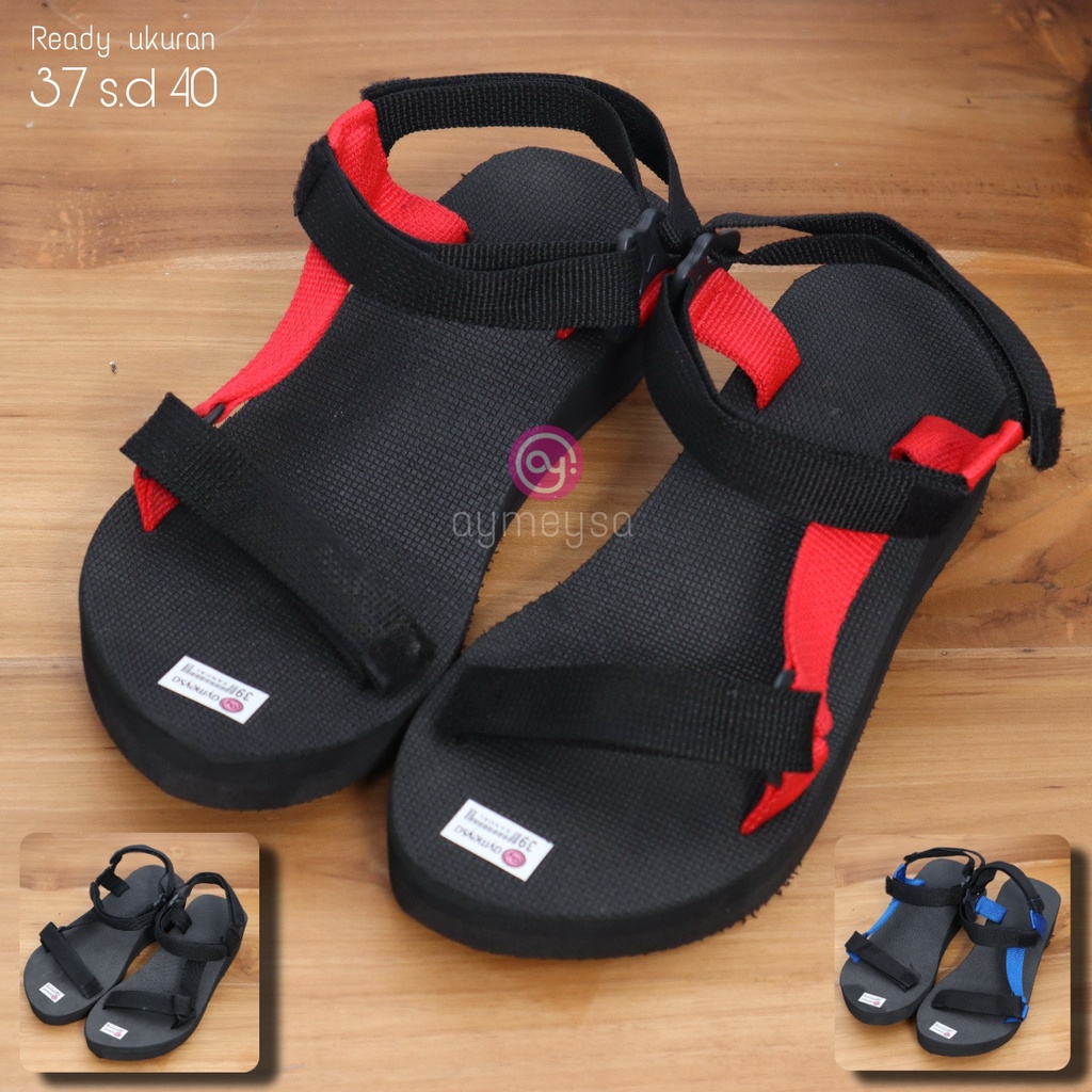 sandal tevi wedges gunung wanita empuk murah tali import sendal kekinian casual terbaru tebal 3cm