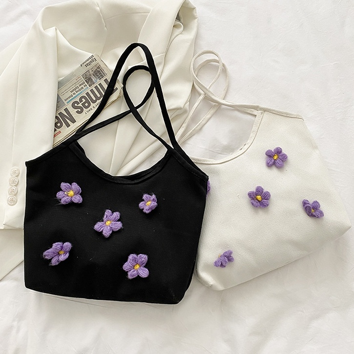 Totebag Canvas Daisy Wanita Musim Panas Gaya Korea Fashion Import/Tas/Tas Selempang