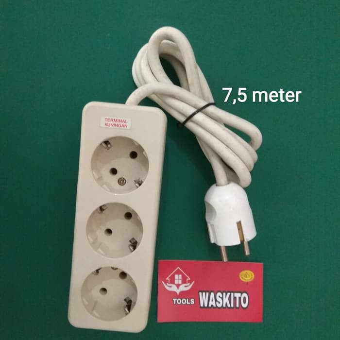 stop kontak 3 lubang kuningan bagus 7,5 meter / roll kabel