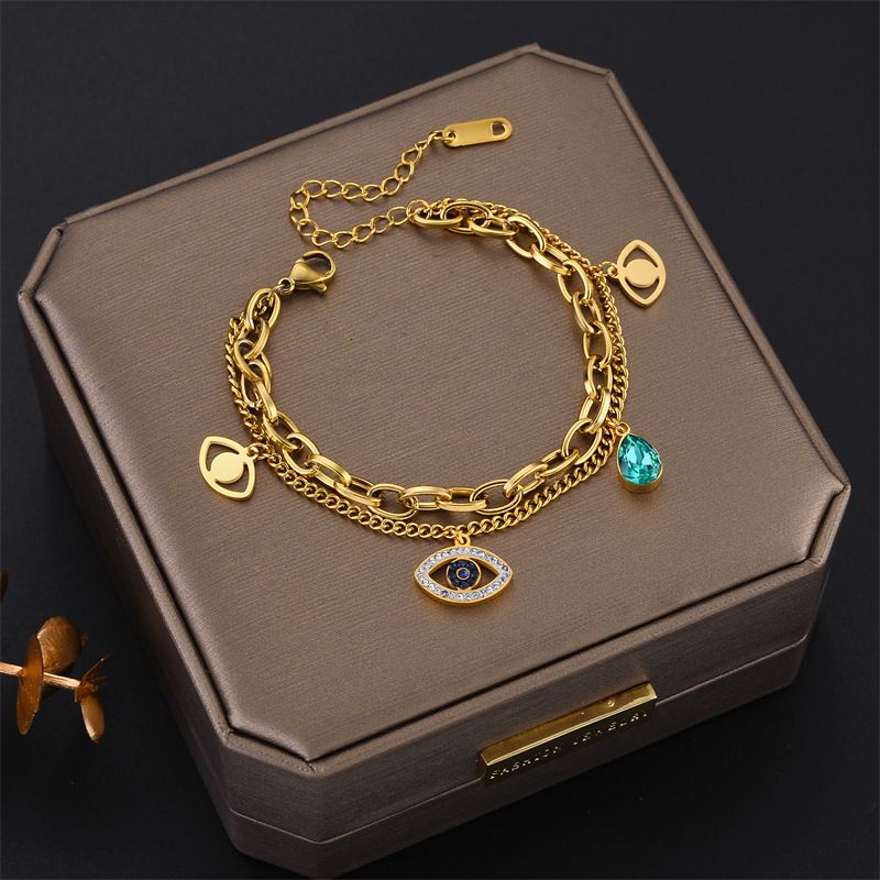 Gelang tangan dua layer mata mata anti karat korea fashion