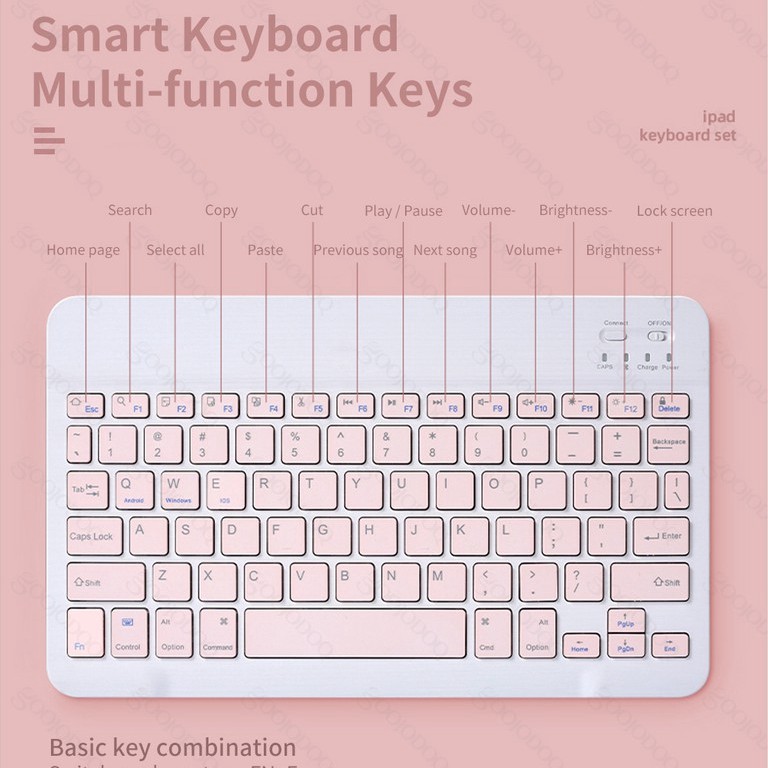 10 inch Wireless Bluetooth Keyboard Mouse Set Lightweight Portable For iPad Samsung Xiaomi Phone-5