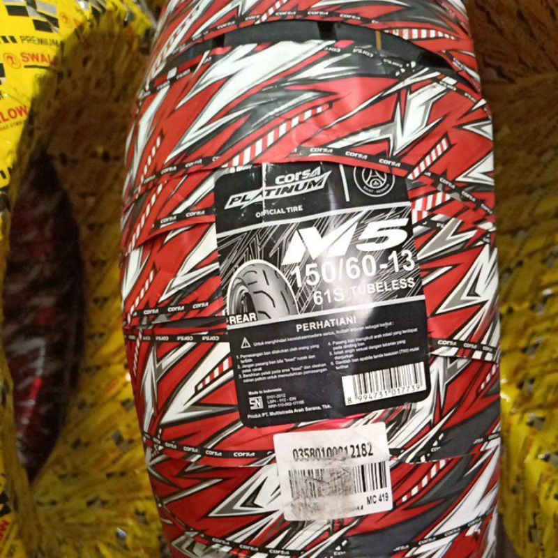 Ban Luar Motor Corsa 150/60-13 M5 Tubeless, Ban Belakang N Max & Adv 150