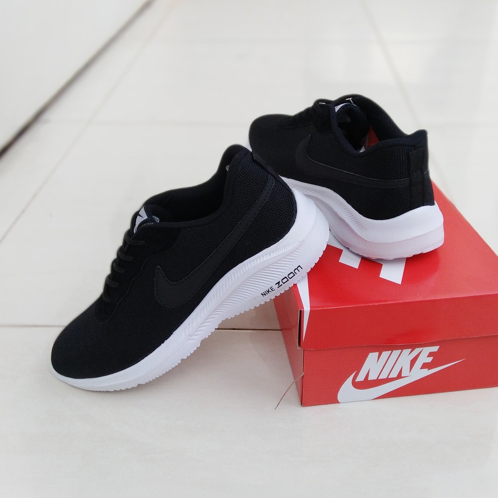 SEPATU NIKE ZOOM PRIA WANITA TERBARU HITAM PUTIH / SEPATU SNEAKERS IMPORT SEKOLAH DAN KERJA HITAM-5