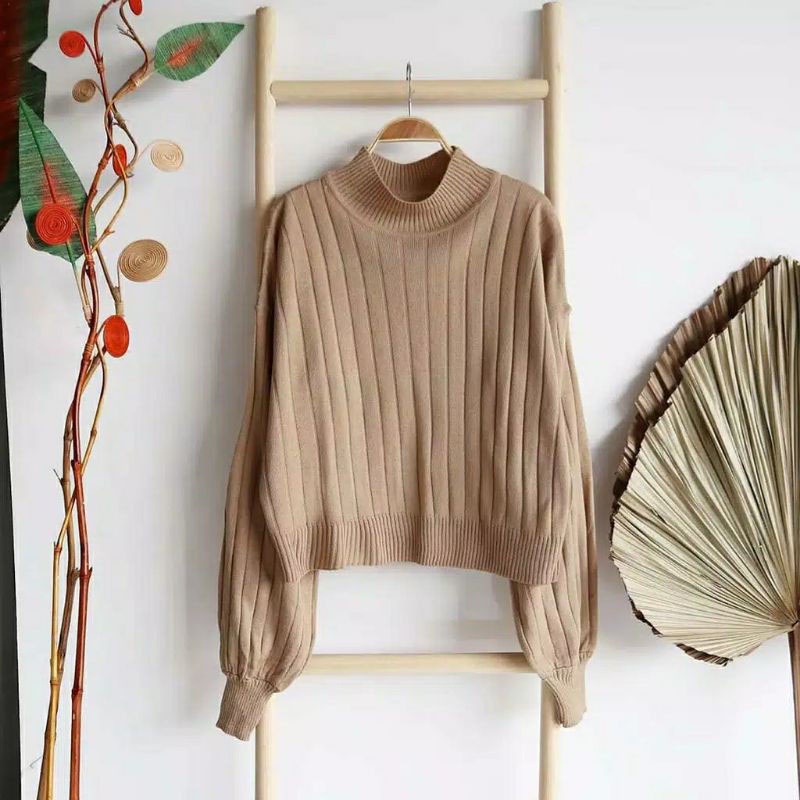 Rajut Oversize Sweater Jovanka Turtleneck Wanita Tebal Jovanca Knitwear Premium Oversized Murah