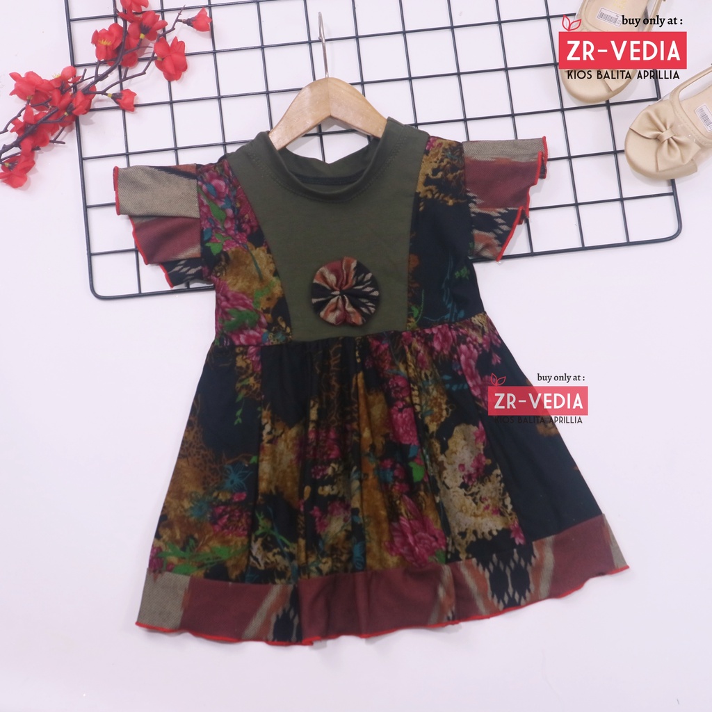 (BATIK) Dress Tania uk 6-18 Bulan / Dress Anak Perempuan Lengan Pendek Baby Brand Baju Pesta Murah