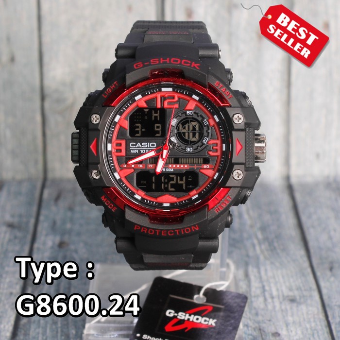 Jam tangan pria & anak G Shock G-8600 Hitam merah anti air digital