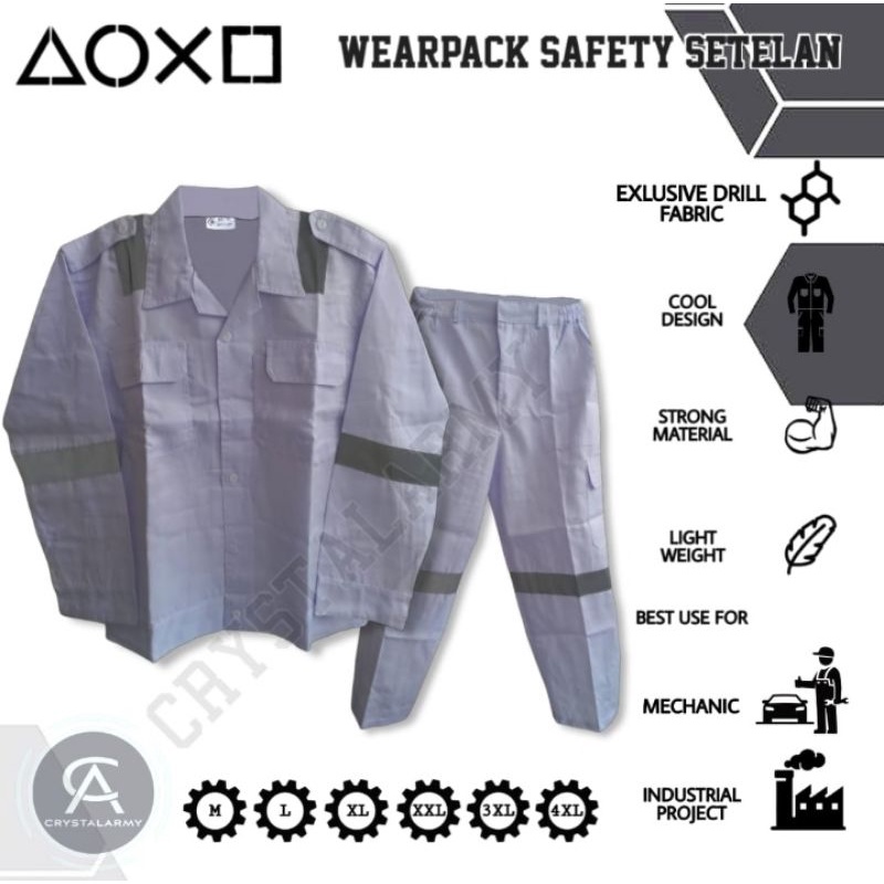 Wearpack safety setelan/ Setelan wearpack Kemeja Celana Safety Katelpak Seragam Proyek