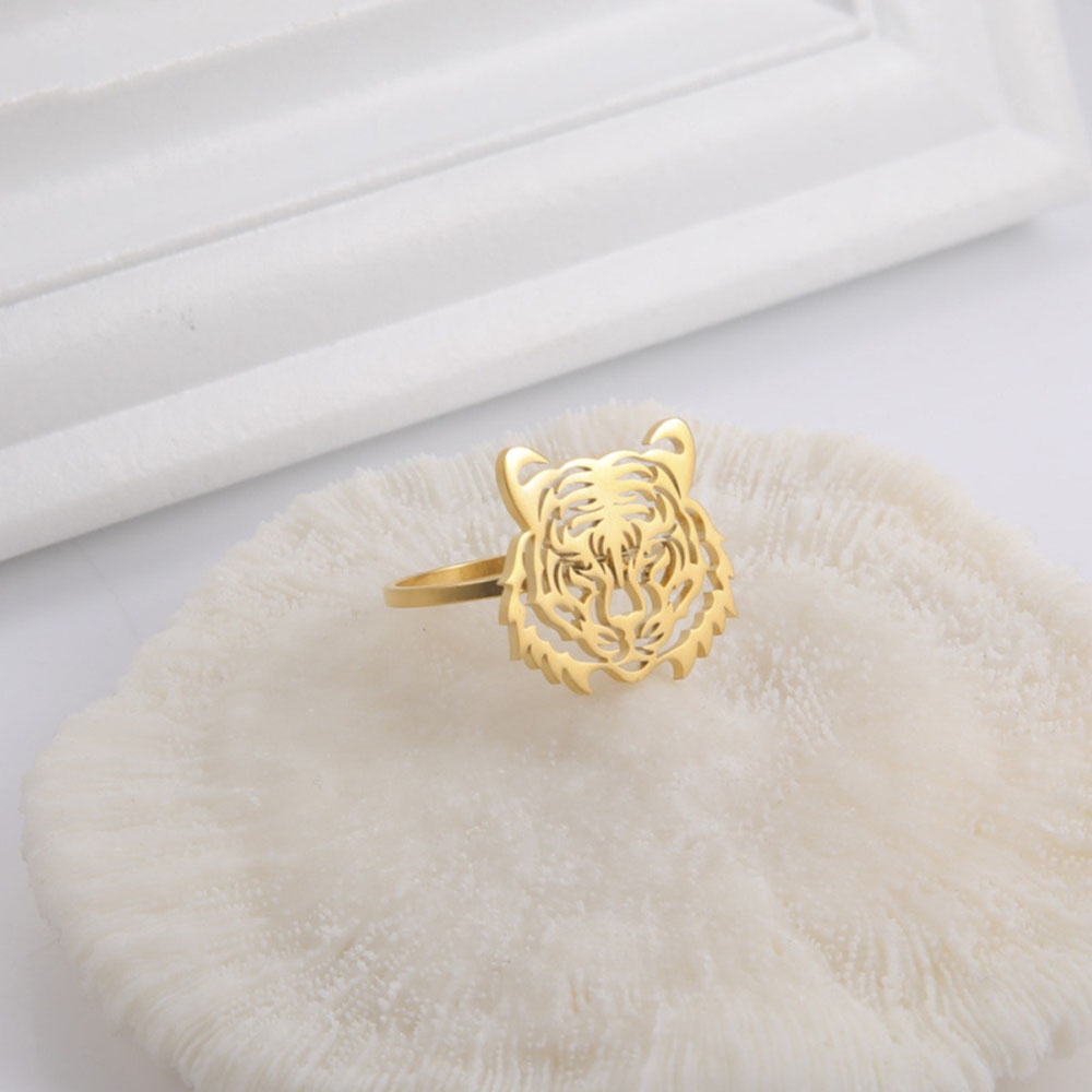 【COD Tangding】Cincin Desain Kartun Hewan Harimau Hutan 3 Warna Untuk Aksesoris Perhiasan