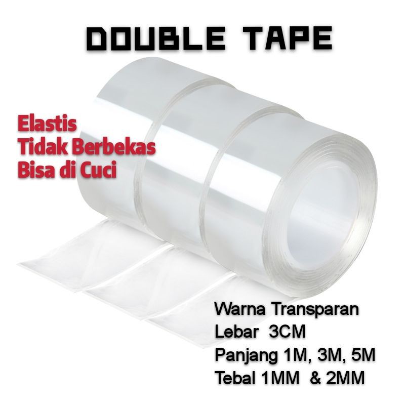 

[150gr 1mmx5m] GROSIR DOUBLE TAPE TRANSPARAN NANO AJAIB