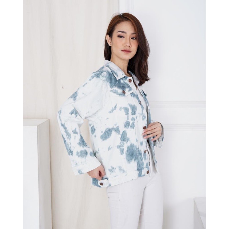 Jaket Jeans Tie dye Bahan Tebal fit XXL