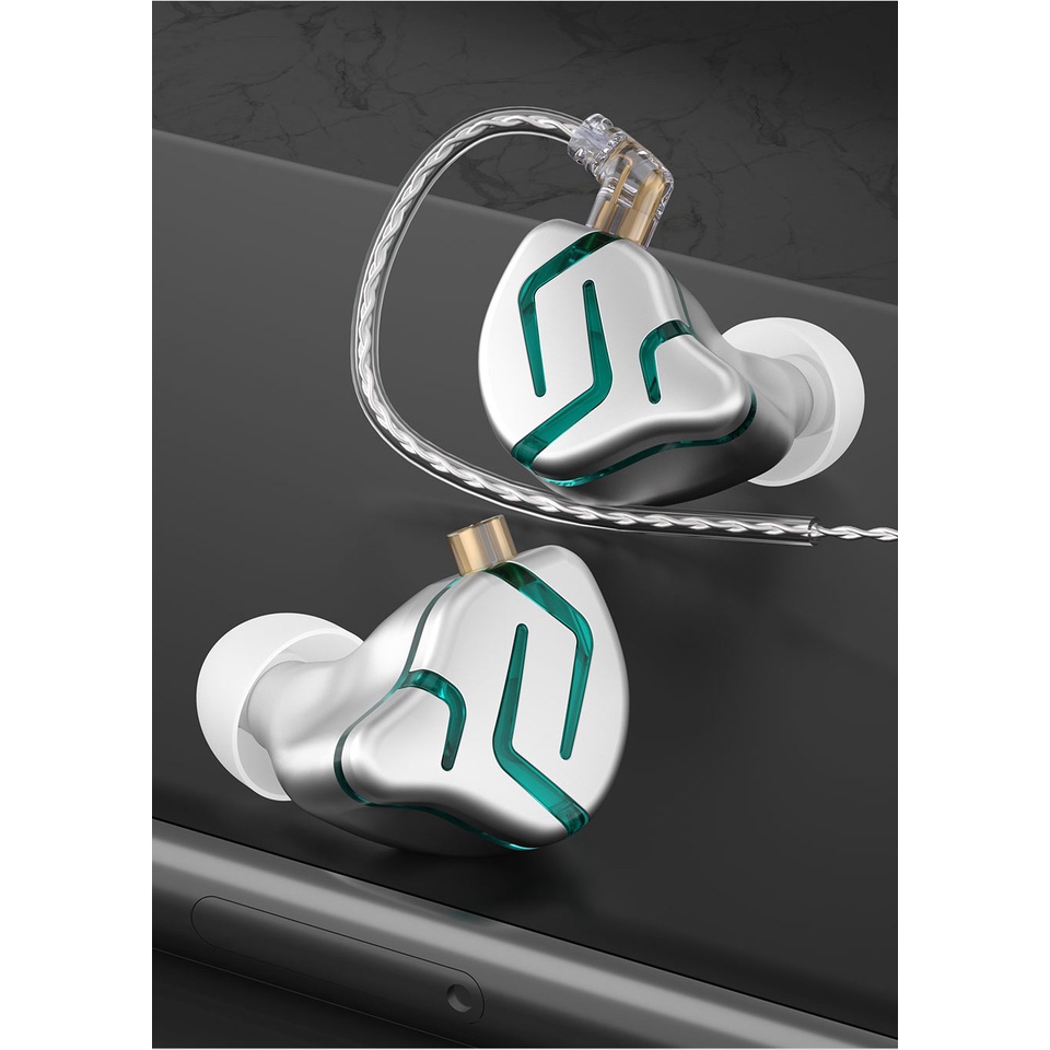 Kz ZES Headset Earphone Earbuds Elektrostatis Hybrid Drive Dinamis Hifi Dengan Mic Untuk Sport / Game