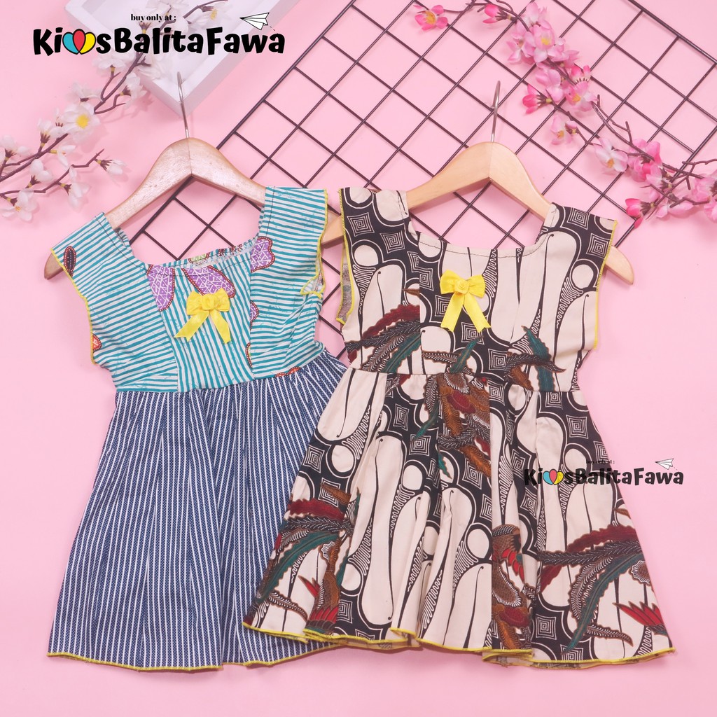 Dress Marsha Uk Bayi - 3 Tahun / Dres Batik Baju Baby New Born Perempuan Gaun Tenun Bahan Adem Cewek