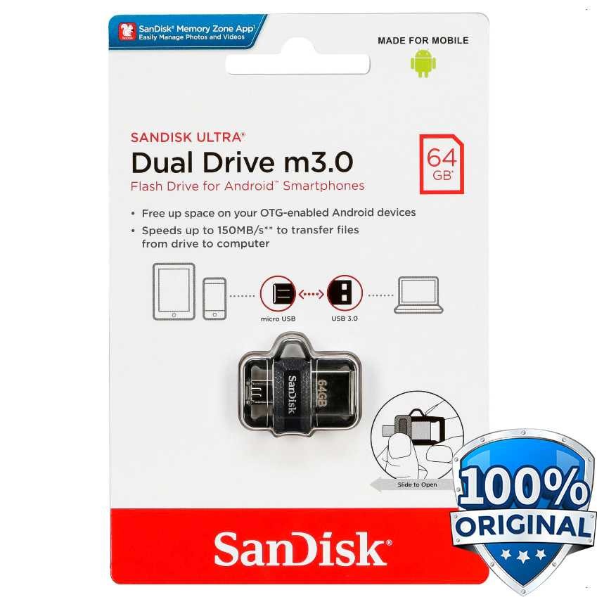 Sandisk Ultra Dual OTG Flash Drive M3.0 Micro USB - 16GB/32GB/64GB/128GB