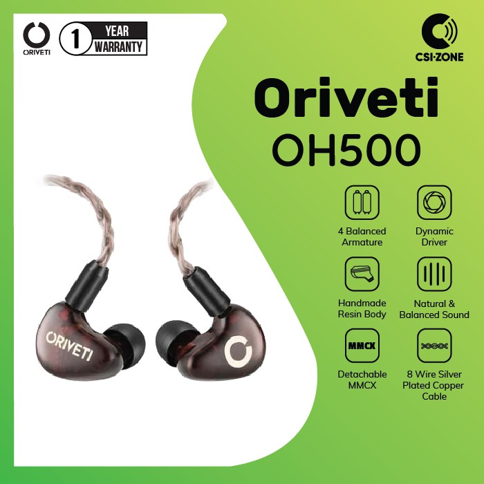 Oriveti OH500 Premium Hybrid 5 Drivers In Ear Monitor Earphone - Brown