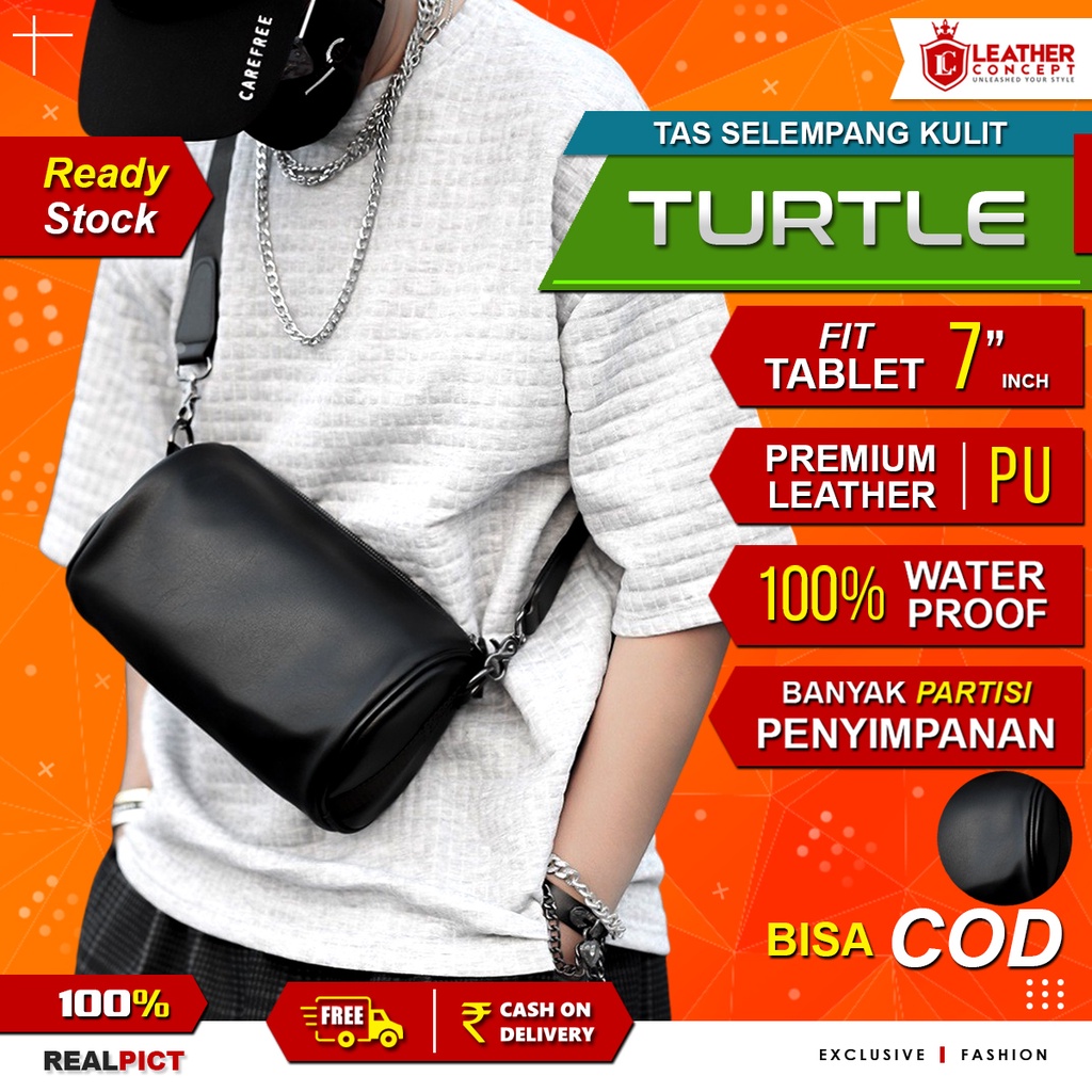 Tas Selempang Pria Waterproof Tas Kulit Pria Tas Jalan Pria TURTLE