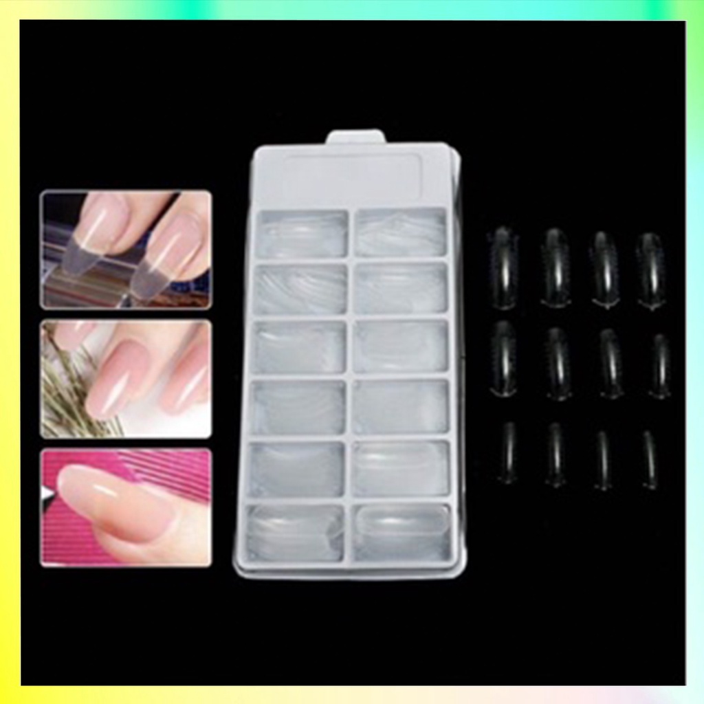 100 PCS Kuku Palsu Dual Form Extension Polygel Fake Nail Natural KU018