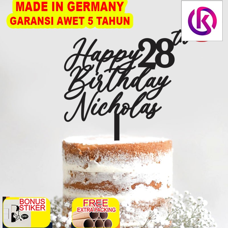 

Promo Custom Cake Topper Happy Birthday Modern Rustic Topper Kue - 10cm