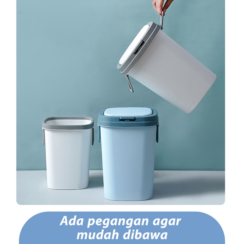 Letyeah &amp; Kaizenliving Tempat Sampah Plastik Dengan Tutup / Tong Sampah Rumah Dan Dapur Portable /Trash Bin 8L