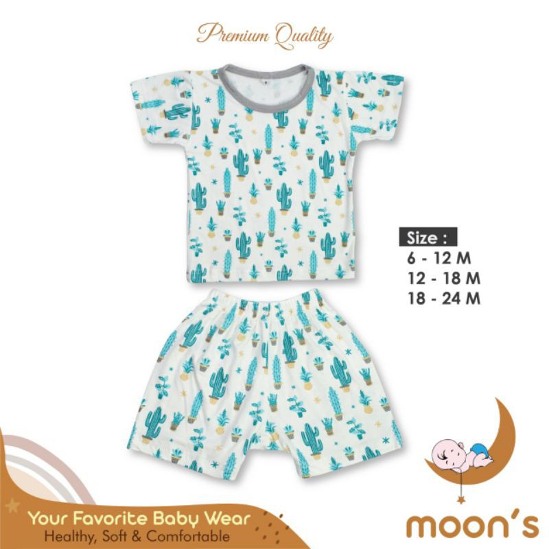 STELAN OBLONG PENDEK MOONS/Stelan baju bayi pendek moons