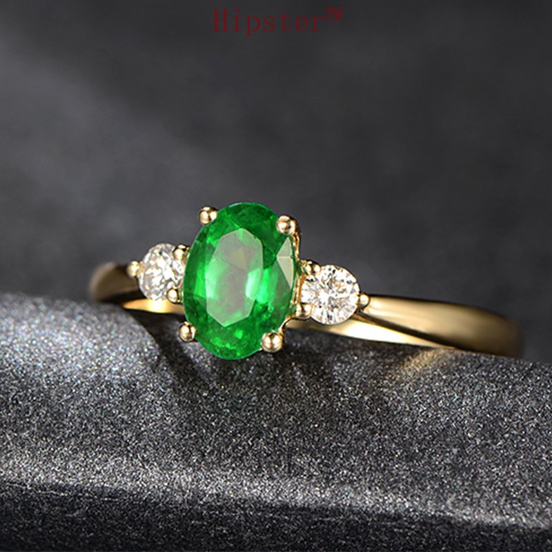 Hot Vintage Luxurious Style Gold Emerald Ring