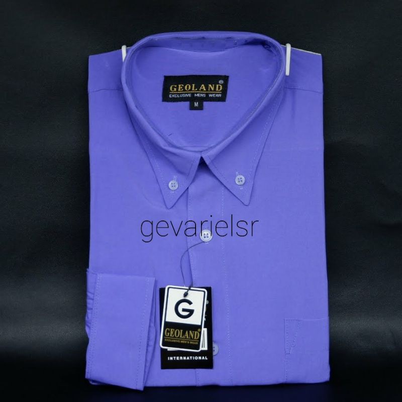 Kemeja Pria Geoland Ungu Lavender Polos Lengan Panjang