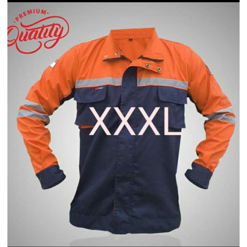 SERAGAM SAFETY BIG SIZE JUMBO XXXL ORANYE DONGKER SEMI JAKET LINGKAR BADAN 130 CM