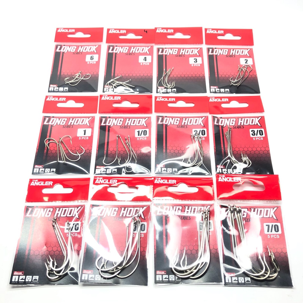 Pancing Tajam Mata Kail Panjang 5 pcs Hook Untuk Softlure Udang Karet Sabiki