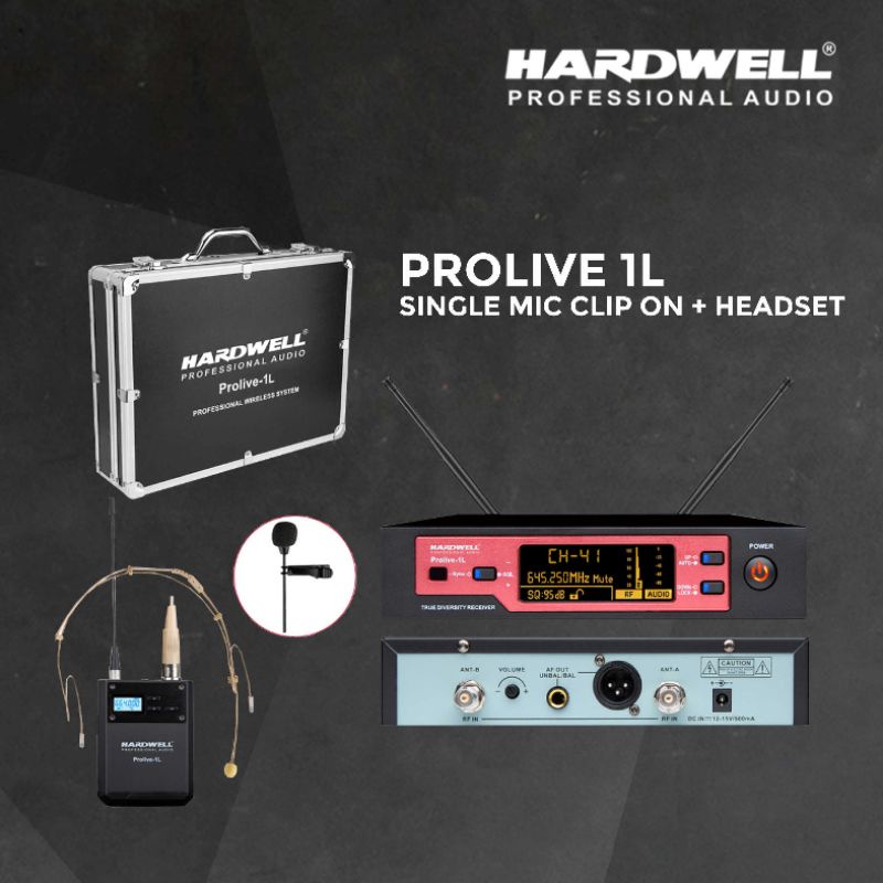 Mic Jepit Wireles Hardwell Prolive 1 L Original Microphone Clip On headset Untuk Imam Masjid Kualita