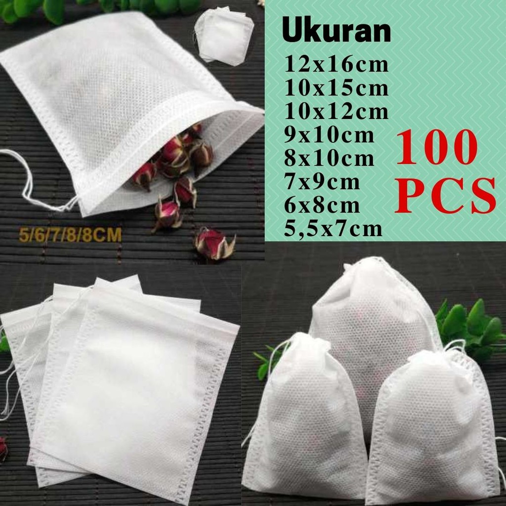 Kantong Teh Celup Kosong Teabag 100 Pcs / Kantung Filter Saringan Teh Tea Kopi Coffee Kosong