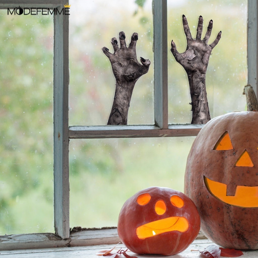 Stiker Dinding Desain Tangan Hantu Horror 3d Untuk Dekorasi Pesta Halloween