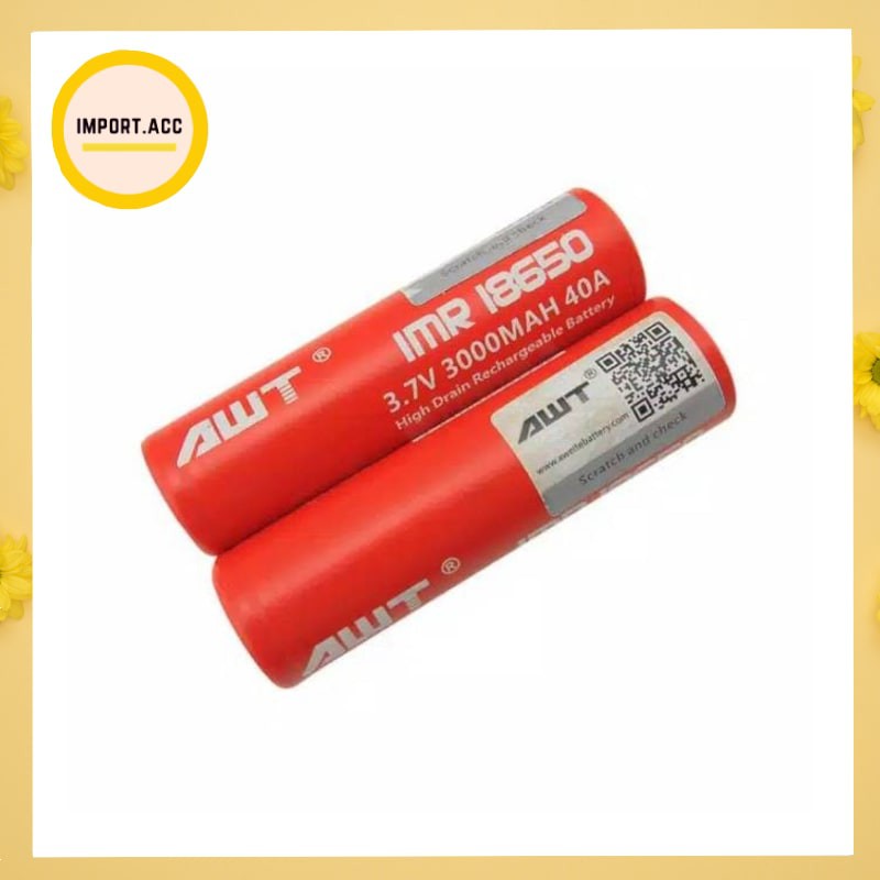 AWT IMR 18650 | 3000mah | 40A | High Drain Rechargeable Battery