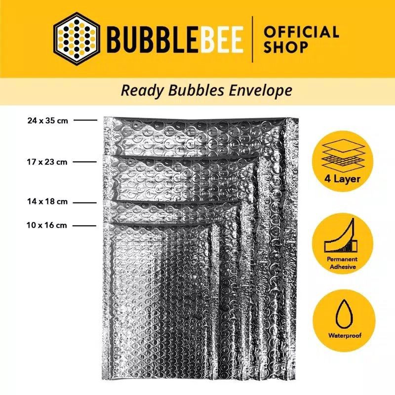 polymailer bubble wrap  aluminium silver bentuk amplop