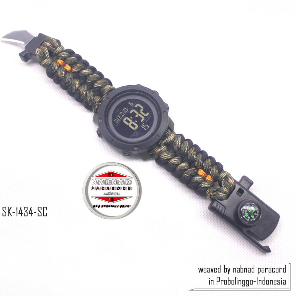 Jam Tangan Paracord Skmei Pria Digital Sanctifed Buckle Survival Tactical Military Nabnad Paracord