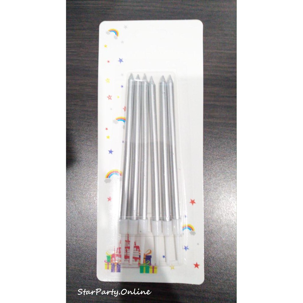 Lilin Panjang Emas 6pcs /Silver /Mix /Lilin Ultah /Lilin Tusuk /Lilin