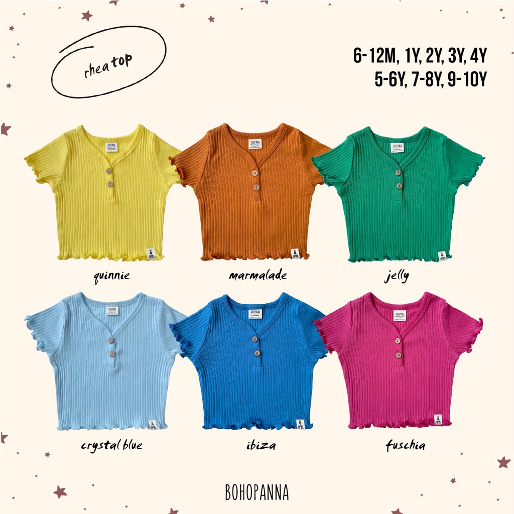 BohoPanna Rhea Top / Curly Top / Ruffle Top Kaos Anak Perempuan